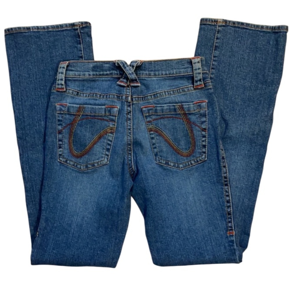 Tommy Hilfiger flare jeans junior women size 5 red stitching embellished pockets